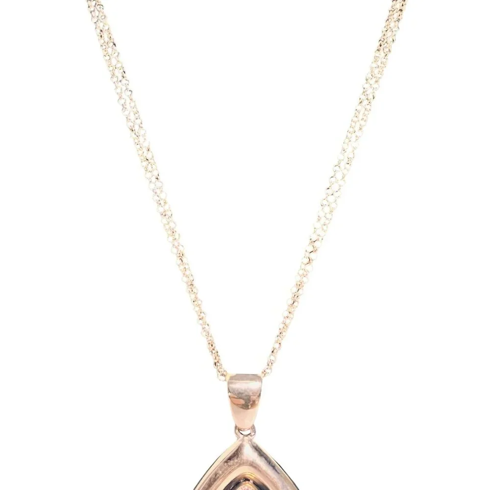Bronzo Italia Rose Gold Tone Necklace With Druzy Quartz Teardrop Pendant (6291) - Picture 3 of 9